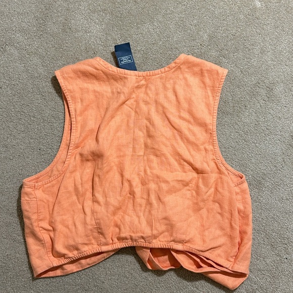 Abercrombie NWT Orange Sleeveless Tie-Front Top - Picture 2 of 3